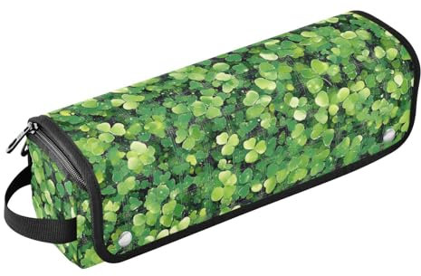Foiosoh 2-in-1 Curling Iron Travel Case and Heat Resistant Mat with Zipper Waterproof Flat Curling Irong Travel Organizer for Curling Iron Straightener Flat Hair Dryer, Dreamy Clover Green