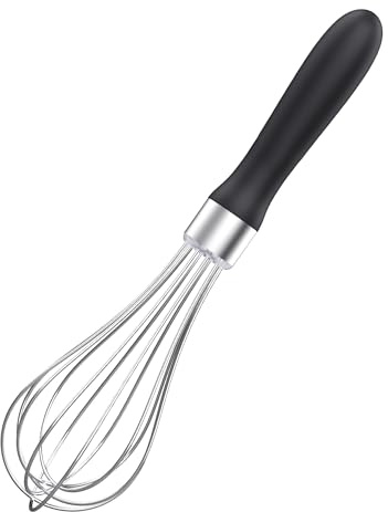 U-Taste Klein Küchen Schneebesen, 23 cm, Edelstahl 18/10, Schwarz | Ballonschneebesen 12 hochflexiblen Drähten und Silikongriff zum Schlagen Vermengen und Verrühren von Teig und Soßen