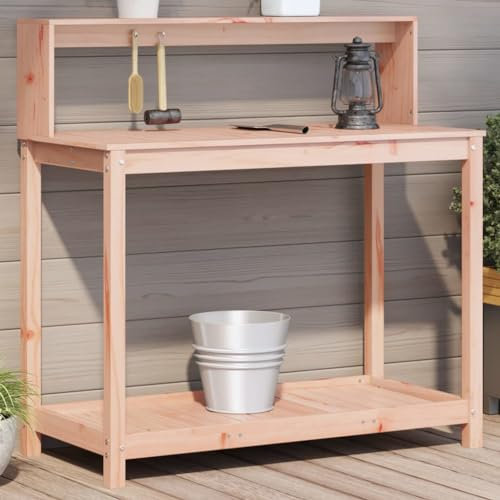 Teenpull Pflanztisch aus Douglasie Massivholz, 108x50x109,5 cm, für Indoor & Outdoor Pflanzen, Garten, Terrasse, Balkon, mit Ablagen