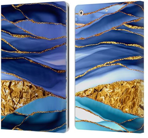 Head Case Designs sous Licence Officielle UtArt Mers d'or Marbre de Nuit Sombre Étui Portefeuille en Cuir Compatible avec Apple iPad 10.2 2019/2020/2021