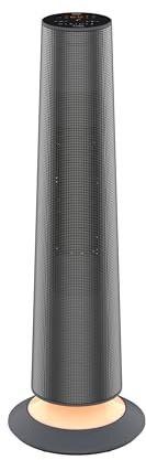 Fakir Premium HT 1200 - Termoventilatore a torre, 2500 Watt, a risparmio energetico con funzione timer 24 ore, luce ambientale e oscillazione di 80°, modalità ECO, display touch LED, telecomando