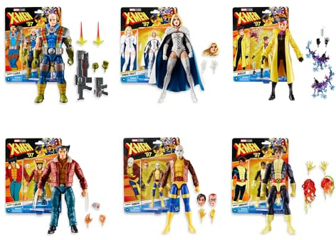 Hasbro Marvel Legends X-Men 97 6-Inches Action Figures Bundle with Cable, Logan, Sunspot, Jubilee, Morph, and Emma Frost (6 Items)