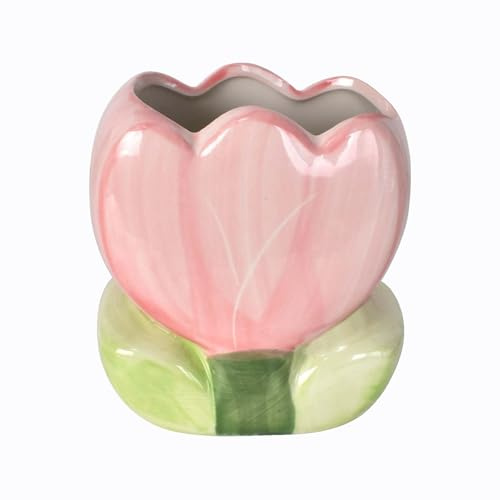 Hachera Keramik Make-up-Pinselhalter, Blumenform Dekoration Stiftehalter, Keramik Tulpen Stiftehalter, Niedliche Make Up Pinselhalter, für Büro, Schule, Zuhause, Geburtstagsgeschenk
