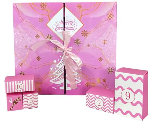 Adventskalender zum selber befüllen, leere Adventskalenderboxen zum Selbermachen, 24 bunte Schachteln, Weihnachts-Countdown-Kalender, Geschenk für Frauen, Teenager und Mädchen