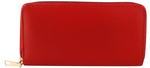 Cham Cham Geldbörse für Damen aus Kunstleder in Rot, Geldbeutel mit Reißverschluss in 10 x 19 x 3 cm