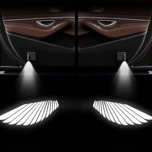 HPOUYDB Begrüßungsleuchten Autotüren, kabellose für Opel Grandland X 2017-2022 2023 2024 2025 LED-Projektoren, mit Flügelmuster (2er-Pack)