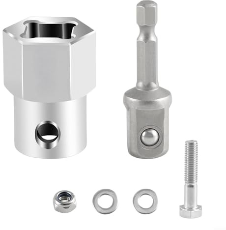 TDCuizent Stainless Steel Trailer Crank Handle Adapter for Electric Drill Rust Resistant Drill Bit Converter for RV Boat Camper Winch Lifting Hand Tool Parts Accessories Silver 6 Pack