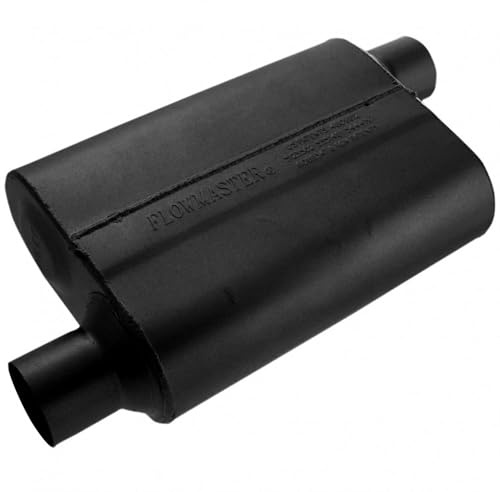 Flowmaster 40 Series Original Chambered Muffler – 2.50” Offset In / 2.50” Offset Out – Aggressive Sound – 16-Gauge Aluminized Steel – For Muscle Cars, Street Rods, Trucks, SUVs & Strip Builds (42543)