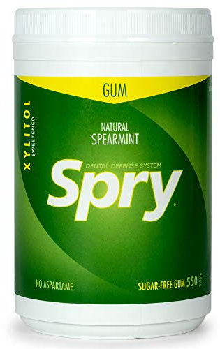 Spry Fresh Natural Xylitol Kaugummi – Zahnpflege Kaugummi ohne Aspartam, Zuckerfrei, Non-GMO, Glutenfrei (Spearmint, 550 Stück – 1 Packung)
