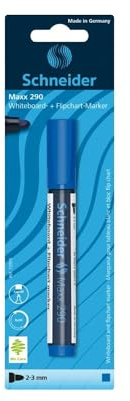 Schneider Maxx 290 Marker (für Whiteboards und Flipcharts, Rundspitze 2-3 mm Strichstärke, rückstandsfrei trocken abwischbar, kräftig und farbintensiv) 1er Blisterkarte, blau