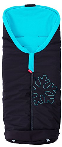 ByBoom - Softshell Winterfußsack Thermo Aktiv für Kinderwagen und Buggy, Farbe:Schwarz/Aqua