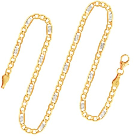 EDELIND Goldkette Herren Damen 333 Echtgold - 3.5mm Fantasiekette 50 cm Bicolor - massiv Halskette mit stilvoller Geschenkbox