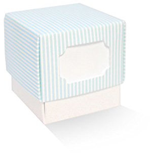 10 Stück Konfektschachteln, Würfel, hellblau, Öffnung, für Geburt, Taufe, Kommunion, 5 x 5 x 5 cm