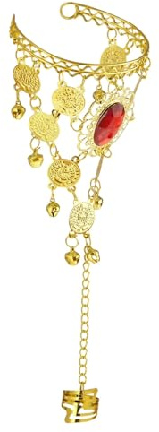 W WIDMANN MILANO Party Fashion 24371 - Armband mit Ring, Goldmünzen, Edelsteine, Accessoire, Karneval, Mottoparty
