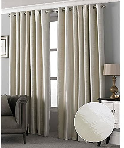 Riva Paoletti Ring Top Eyelet Curtains, Polyester, Champagne Beige, 66x72 (168x183cm)