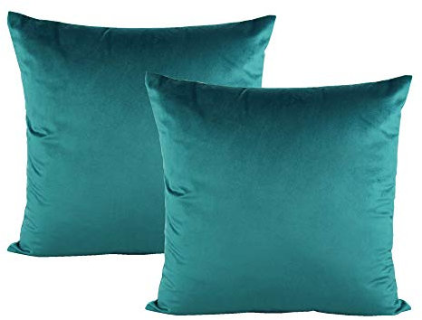 VAKADO 50x50 cm Blaugrün Samt Kissenbezug Weich Kissenhülle Solide Quadratisch Kissen Heimdekoration Dekokissenbezug für Couch Sofa Buro Schlafzimmer Auto 2er-Set