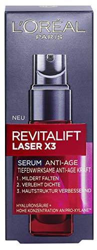 L'Oreal Paris Revitalift Laser X3 Tiefenwirksames Anti-Age Serum, mit Hyaluronsäure, spendet Feuchtigkeit und mildert sichtbar Falten, 30 ml