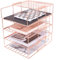 SIMMER STONE Stackable File Tray, 4-stufiges Papier-Organizer-Fach, Wire Desk File Sorter-Regal für Post, Magazin, Dokument, Ordner, Buch und mehr, Roségold