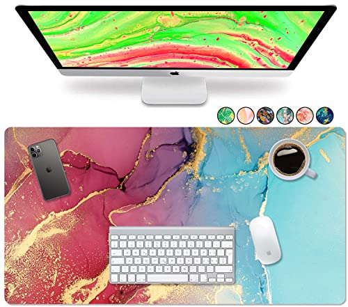 French Koko Großes Mauspad, lange Schreibtischunterlage, Tastaturunterlage, Schreibtisch-Zubehör, Zuhause, Schule, College, Dekor, schönes Mauspad, für große Computer und Büro, XL, niedlicher Marmor