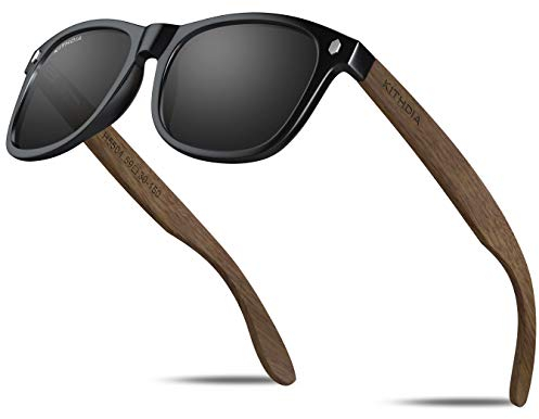 KITHDIA Holz Sonnenbrillen Polarisierte Sonnenbrille,Herren Damen Polarisierte holz brille,Polarisierende Brillengläser mit UV400-Schutz S8001