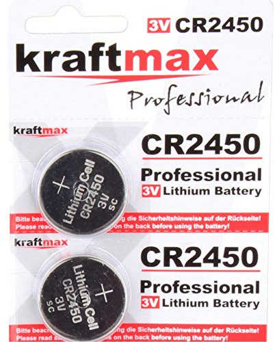 Kraftmax 2er Pack CR2450 Lithium Hochleistungs- Batterie / 3V CR 2450 Knopfzelle für professionelle Anwendungen - Neuste Generation