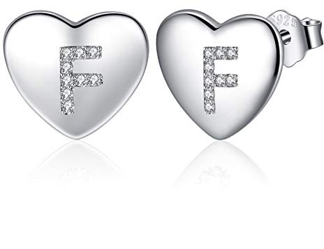 Jrêveinfini Buchstaben Ohrringe Silber 925 Damen Mädchen Kinder, Herz Ohrstecker Weihnachten Geschenke für Mädchen Frauen Tochter Enkelin