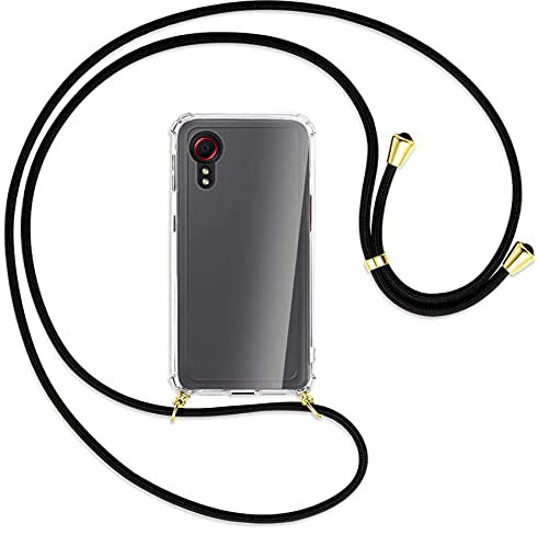 mtb more energy® Collier pour Samsung Galaxy Xcover 5 (SM-G525, 5.3'') - Noir/Or - Coque pour Smartphone à Porter au Cou - Étui à bandoulière Cordon