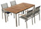 ALEOS. Gartengarnitur Edelstahl Batyline A-Grade Teak Holz Set Tisch 160x90 cm + 4 Sessel mit Batyline Bespannung Serie Kuba-BRAUN Gastroqualität