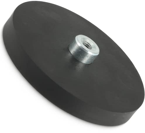 MVT [6 Stück] Neodym Magnete Gummiert 66mm 22KG Stark Gummi Magnet Scheibe mit M5 Innengewinde Bohrung Für Schrauben Haken Öse