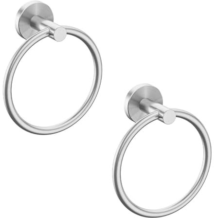 USHOWER Lot de 2 anneaux porte-serviettes en nickel brossé, support mural pour salle de bain, acier inoxydable 304 durable, style moderne