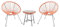 EVRE Goa Coral Acapulco Styled Egg Shape Conversational Garden Furniture Bistro Patio Outdoor Set For Balconies Gardens Terraces 2 Chairs 1 Glass Top Table
