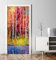 MyMaxxi - Tür bekleben mit Türtapete Türposter Türfolie Selbstklebend 90x200 Bunter Wald mit Fluss Malerei - Tür verschönern Türaufkleber Türklebefolie Holz Baum bunt rot