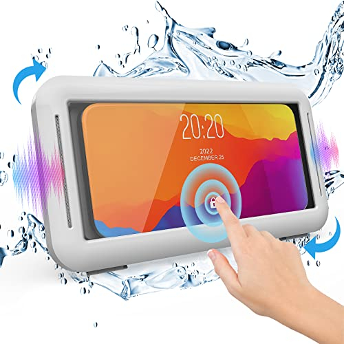 LC-dolida Handyhalterung für Dusche, wasserdicht, 480 Grad drehbar, Touchscreen, Dusche, Telefonständer, Badezimmer, Wand, Küche, Spiegelhalterung, bis zu 18,5 cm