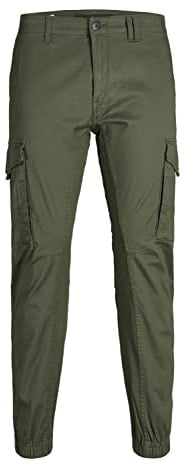 JACK & JONES Cargo Trousers, Slim Fit, Forest Green, 29W x 30L