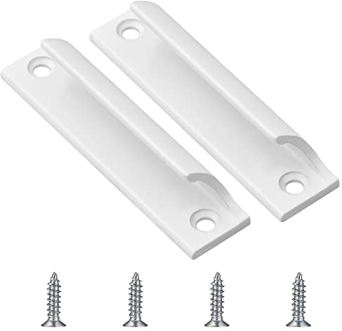 suchkawe 2pcs Sliding Door Handles, Black Aluminum Alloy Balcony Door Handle Curved Handle Door Pull Handle for Cabinets, Wardrobes and Dressers, Furniture Hardware with Screws (White)