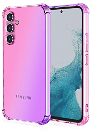 Topme Custodia per Telefono per Samsung Galaxy A14 5G / A14 (4G) (6.6 Inches), Cover per Cellulare con Gradiente di Colore Trasparente in Morbido Silicone TPU - Rosa Viola