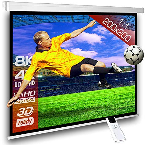 ScreenLux Schermo di Proiezione Motorizzato 200 x 200 cm 1:1 - Lunghezza Cassa 230 cm - Telecomando - HDTV / 3D / 4K