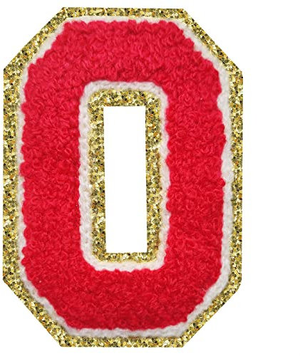 Letter Patches Iron on 3Pcs Chenille Letters for Jackets Varsity Letters Patches Letterman Glitter Patches Iron on Letter Red O