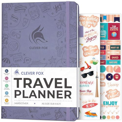 Clever Fox Reisetagebuch – Reiseplaner, Organizer für Frauen, Männer und Paare, Reiseprotokoll-Tagebuch, hält 5 Reisen, A5 (Lavendel, A5 (14,7 x 21,1 cm)