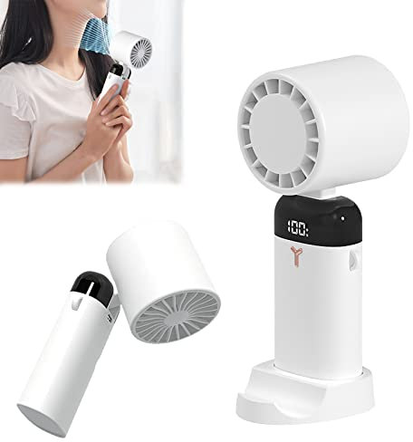 Cemssitu Portable Electric Cold Compress Cooling Fan, Personal Handheld Mini Fan, Small Portable Rechargeable USB Fans for Desk Quiet, Battery Operated Fan for Travel Foldable (White,Regular)