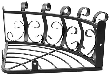NOVSKI Metall Blumentopfhalter Wand Eckregale Geländer Pflanzgefäß Halterung Zaun Pflanzgefäß Aufhänger Korb für Garten Balkon Veranda - Schwarz
