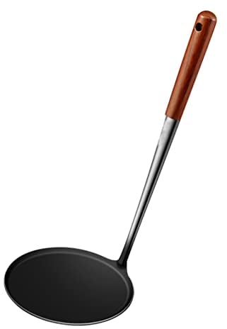 HOMSFOU Kitchen Tool Steel Cake Spoon Cookie Run Cookie Skillet stir Fry Spoon Small cast Skillet Wooden Handle Spoon deep Fry ladle Non-Stick Spoon ladle Spoon Wood