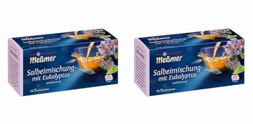 Meßmer, Salbeimischung mit Eukalyptus 25 Teebeutel Vegan Glutenfrei Laktosefrei, Zitronengras, 43.75 g (Packung mit 2)
