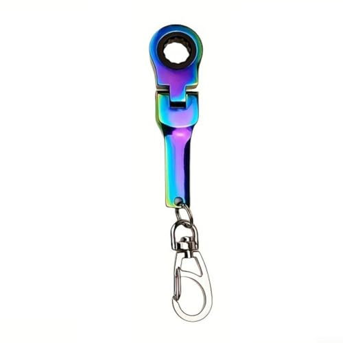 Clé à cliquet portable, petite clé à cliquet de 10 mm avec porte-clés, rotation à 180 degrés pour outil de réparation, cadeau (colorée)