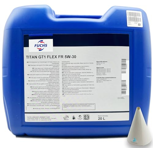 20 L Fuchs Titan GT1 Flex FR 5W-30 | kompatibel mit MB 226.52 | 229.51 | 229.52 | PSA B71 2290 | RN17 | Motorenöl | Motoröl | Ölwechsel | Öl | SAE 5W30 |