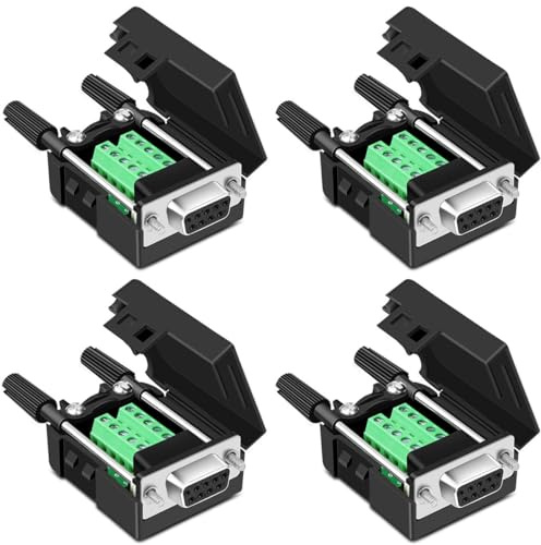 Willwewon 4PCS DB9 weiblicher lötloser Breakout-Stecker Adapter | seriell zu 9-poligem, Port-Klemmenadapter-Breakout-Board, mit Fall Lange Bolzen Endrohr