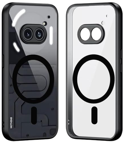 Cover per Nothing Phone 2A, Compatibile con Magnetica, Trasparente Custodia Posteriore Sottile Antiurto Protettiva Case, PC + TPU Bumper, Nero