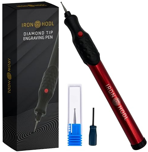IRON HODL - Gravierstift mit Diamantspitze für Metall, Keramik, Glas gravieren - 2X AAA Batteriebetrieben - Engraving Pen Gravierstift Elektrisch für DIY Schmuck und Schloss Gravur Gerät (rot)