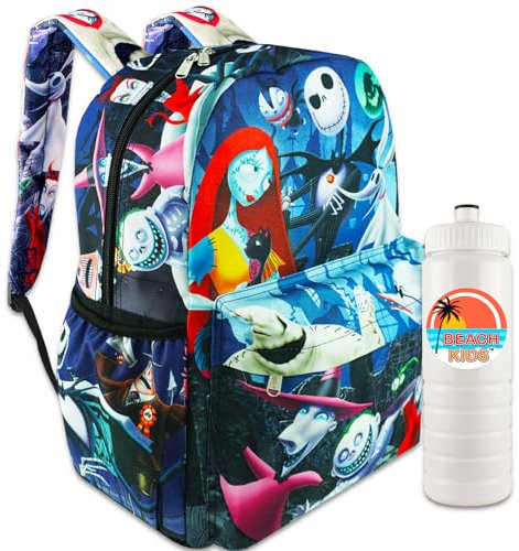 Disney The Nightmare Before Christmas Rucksack für Kinder, Set mit 40,6 cm The Nightmare Before Christmas, Schulrucksack mit Fronttasche und Wasserflasche, Jack Skellington Rucksack für die Schule,