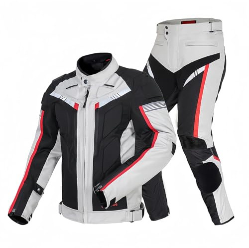 Combinaison De Moto Imperméable pour Hommes, Veste Et Pantalon De Moto, Certification CE, Combinaison Blindée, Armure Amovible pour Les Sports De Plein Air Quatre Saisons A,5XL